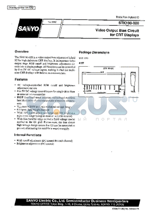 STK190-010 datasheet - Video Output Bias Circuit for CRT Displays