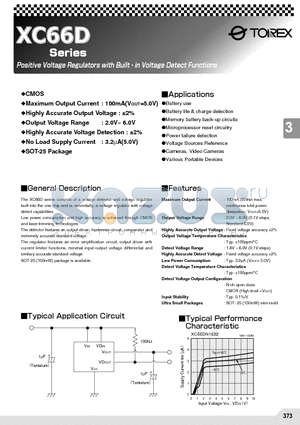 XC66DN3833MR datasheet - Positive Voltage Regulators with Built - in Voltage Detect Functions