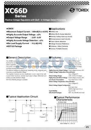 XC66DN3850ML datasheet - Positive Voltage Regulators with Built - in Voltage Detect Functions