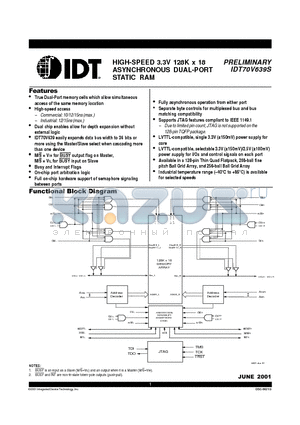 IDT70V639S10BCI datasheet - HIGH-SPEED 3.3V 128K x 18 ASYNCHRONOUS DUAL-PORT STATIC RAM