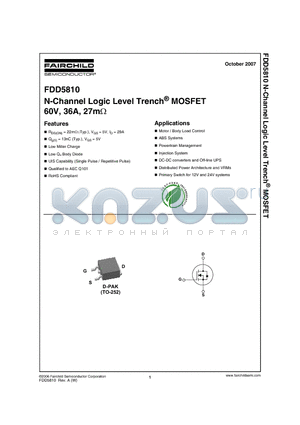 FDD5810_07 datasheet - N-Channel Logic Level Trench^ MOSFET