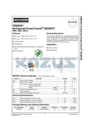 FDD8451_08 datasheet - N-Channel PowerTrench^ MOSFET