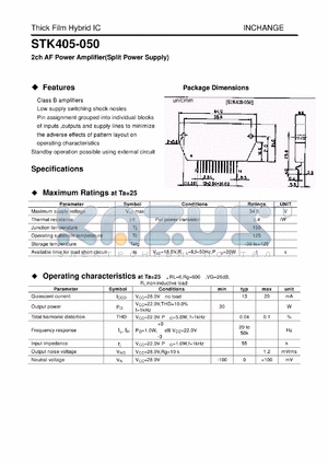 STK405-050 datasheet - 2ch AF Power Amplifier