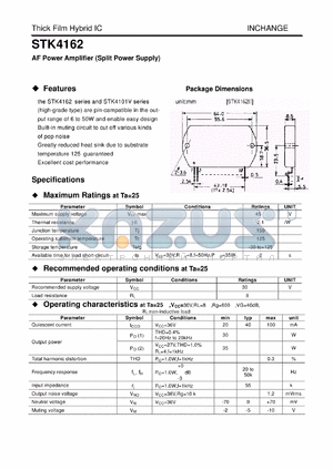 STK4162 datasheet - AF Power Amplifier