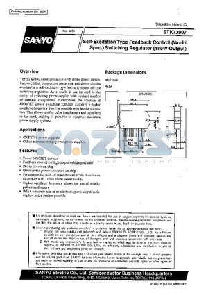 STK73907 datasheet - Self-Excitation Type Feedback (World Spec) Switching Regulator (180W Output)