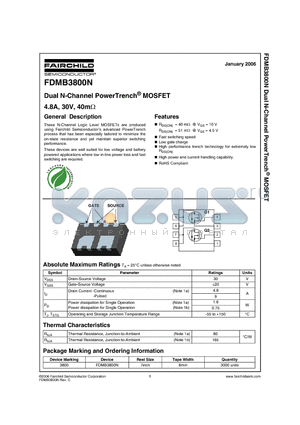FDMB3800N datasheet - Dual N-Channel PowerTrench MOSFET