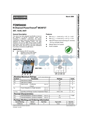 FDMS8690 datasheet - N-Channel PowerTrench MOSFET