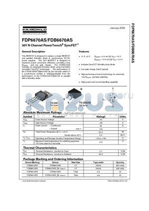 FDP6670AS datasheet - 30V N-Channel PowerTrench SyncFET