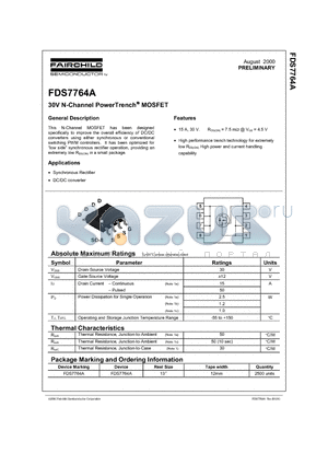 FDS7764A datasheet - 30V N-Channel PowerTrench MOSFET