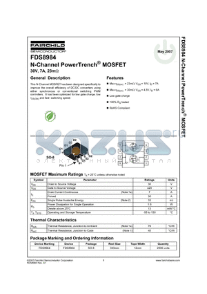 FDS8984_07 datasheet - N-Channel PowerTrench^ MOSFET