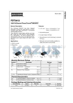 FDT3612 datasheet - 100V N-Channel PowerTrench MOSFET