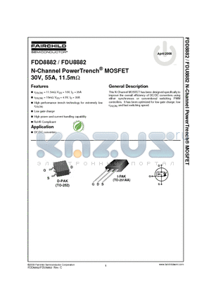 FDU8882 datasheet - N-Channel PowerTrench^ MOSFET