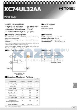XC74UL32AA datasheet - CMOS Logic