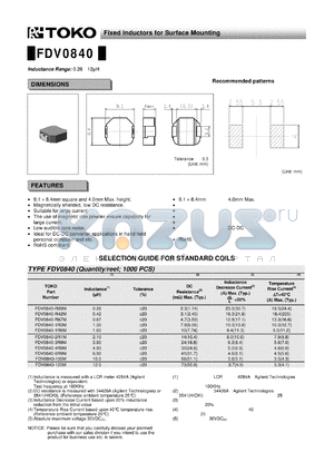 FDV0840-4R9M datasheet - Fixed Inductors for Surface Mounting