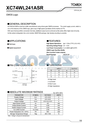 XC74WL241ASR_001 datasheet - CMOS Logic