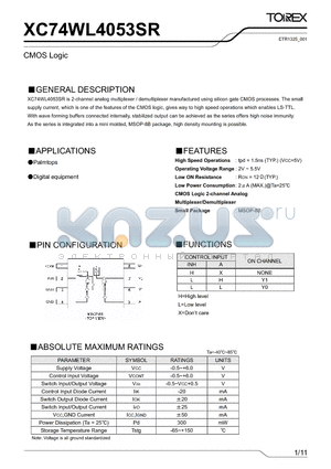 XC74WL4053SR datasheet - CMOS Logic