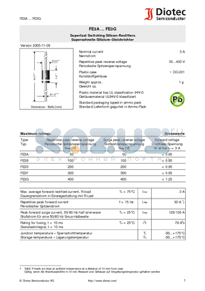FE3A datasheet - Superfast Switching Silicon-Rectifiers
