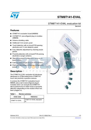 STM8T141-EVAL datasheet - STM8T141-EVAL evaluation kit