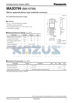 MA10799 datasheet - Silicon epitaxial planar type (cathode common)