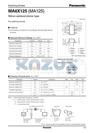 MA125 datasheet - Silicon epitaxial planar type