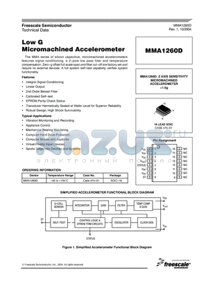 MA126 datasheet - Low G Micromachined Accelerometer
