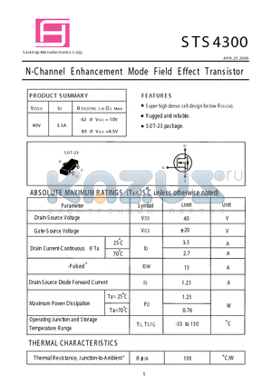 STS4300 datasheet - N-Channel E nhancement Mode Field Effect Transistor