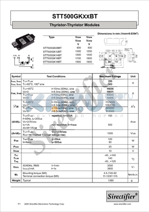 STT500GK14T datasheet - Thyristor-Thyristor Modules