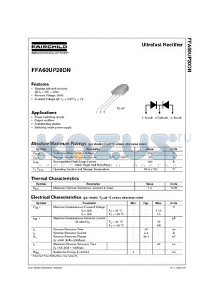 FFA60UP20DN datasheet - Ultrafast Rectifier