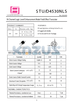 STU4530NLS datasheet - N-Channel Logic Level E nhancement Mode Field Effect Transistor
