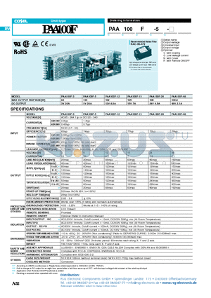 PAA100F-5-C datasheet - Unit type