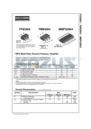FFB3904 datasheet - NPN Multi-Chip General Purpose Amplifier