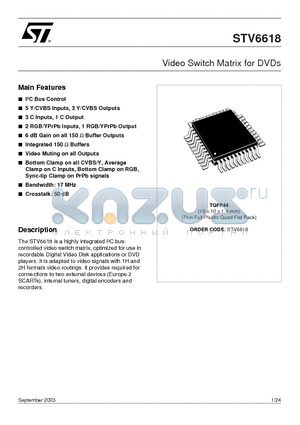 STV6618 datasheet - Video Switch Matrix for DVDs