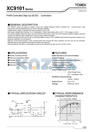 XC910C001DASR datasheet - PWM Controlled Step-Up DC/DC Controllers