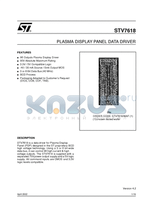 STV7618/WAF datasheet - PLASMA DISPLAY PANEL DATA DRIVER