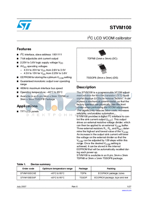 STVM100DC6E datasheet - I2C LCD VCOM calibrator