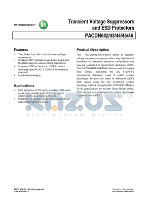 PACDN042 datasheet - Transient Voltage Suppressors and ESD Protectors