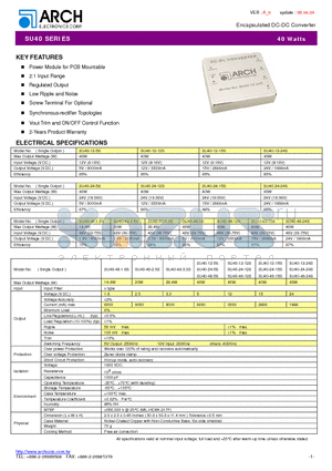 SU40-12-12D datasheet - Encapsulated DC-DC Converter