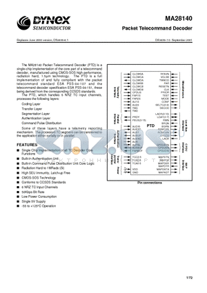 MA28140 datasheet - Packet Telecommand Decoder