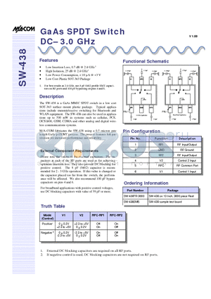 SW-438TR-3000 datasheet - GaAs SPDT Switch DC. 3.0 GHz
