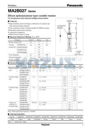 MA2B027WA datasheet - Silicon epitaxial planar type variable resistor