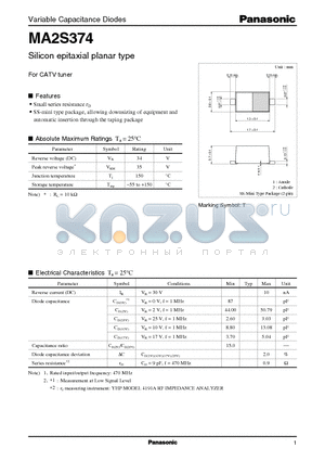 MA2S374 datasheet - Silicon epitaxial planar type