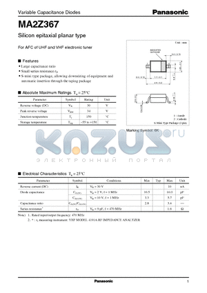 MA2Z367 datasheet - Silicon epitaxial planar type