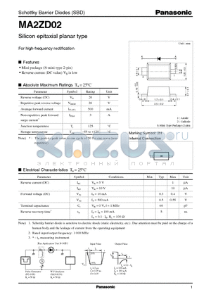 MA2ZD02 datasheet - Silicon epitaxial planar type