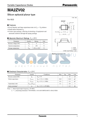 MA2ZV02 datasheet - Silicon epitaxial planar type
