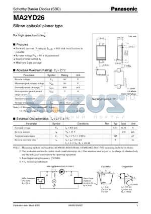 MA2YD26 datasheet - Silicon epitaxial planar type