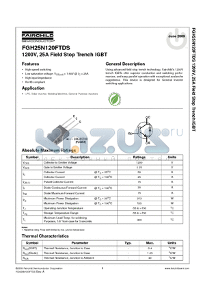 FGH25N120FTDS datasheet - 1200V, 25A Field Stop Trench IGBT