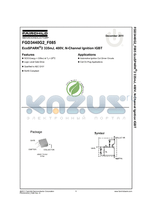 FGD3440G2 datasheet - EcoSPARK^2 335mJ, 400V, N-Channel Ignition IGBT