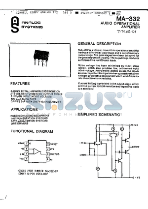 MA332 datasheet - AUDIO OPERATIONAL AMPLIFIER