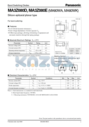 MA3Z080D datasheet - Silicon epitaxial planar type