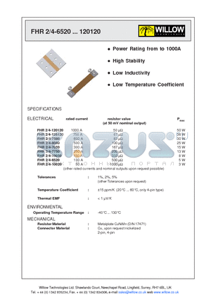 FHR4-10050 datasheet - High Stability Power Rating from to 1000A